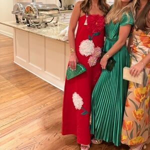 Elliatt Red Maxi Dress with Floral Appliqué